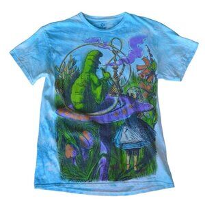 Liquid Blue Casual Tie Dye Alice In Wonderland Blue Green T Shirt Women's M
